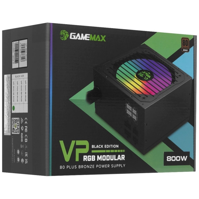 Блок питания Gamemax VP-800-RGB-M, 80+ Bronze