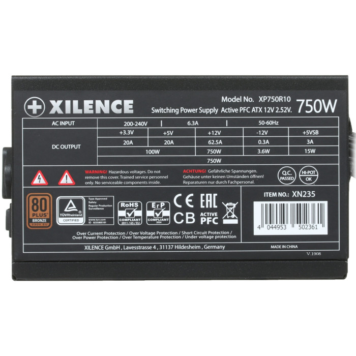 Блок питания Xilence Gaming series XN235 750W [XP750R10], 80+ Bronze