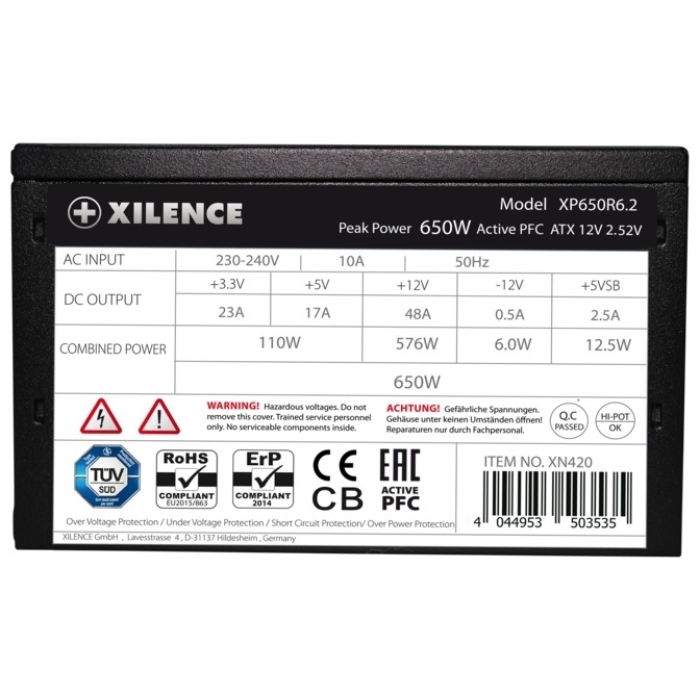 Блок питания Xilence Perfomance C+ series XN420 650W [XP650R6.2], 80+