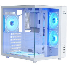 Корпус Wintek Cube Pro V909-W TG, ATX, USB 1 3.0/2 2.0, 5 12cm ARGB PWM (контр. + пульт д/у), белый 29466