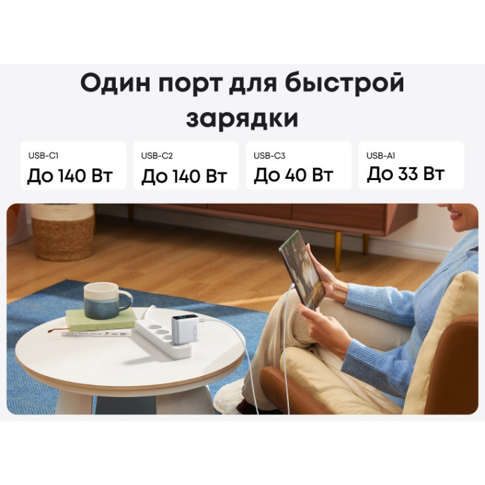 Адаптер питания Anker (140W, 4-Port, PD 3.1) (B2697G41) Серебристый