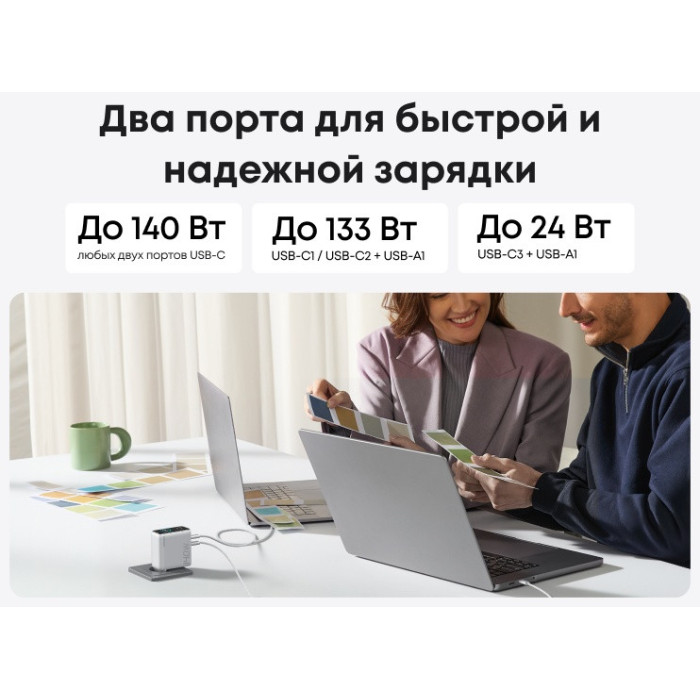 Адаптер питания Anker (140W, 4-Port, PD 3.1) (B2697G41) Серебристый
