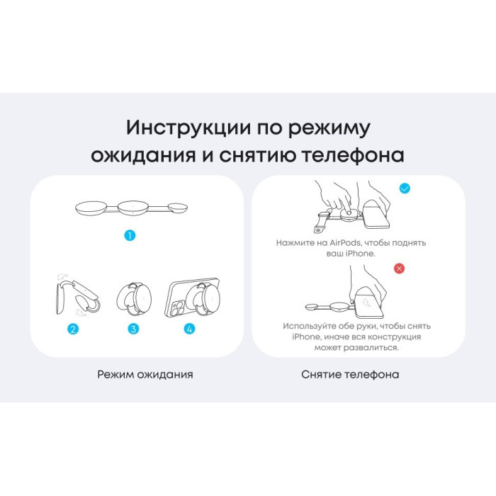 Беспроводное зарядное устройство Anker MagGo (3-in-1, Foldable Pad) (B25M8H11) Черный