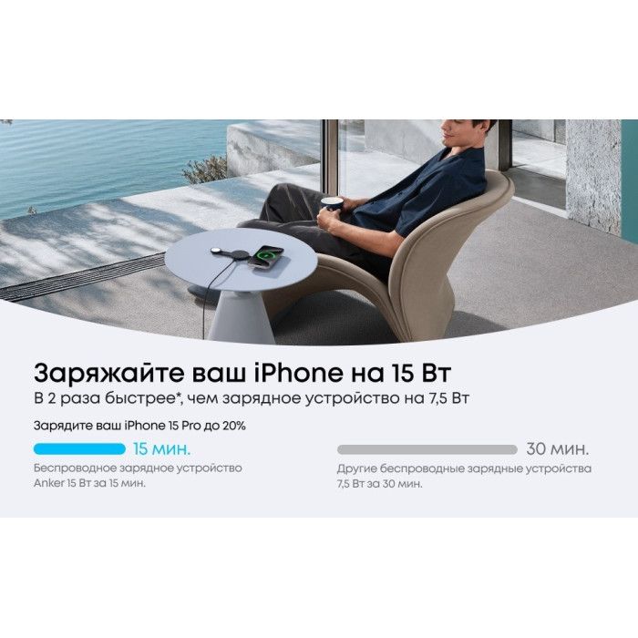 Беспроводное зарядное устройство Anker MagGo (3-in-1, Foldable Pad) (B25M8H11) Черный