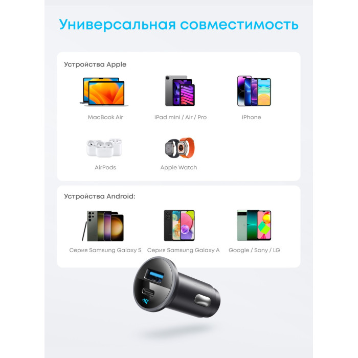 Автомобильное зарядное устройство Anker 323 Car Charger (52.5W) (A2735G11) Черный