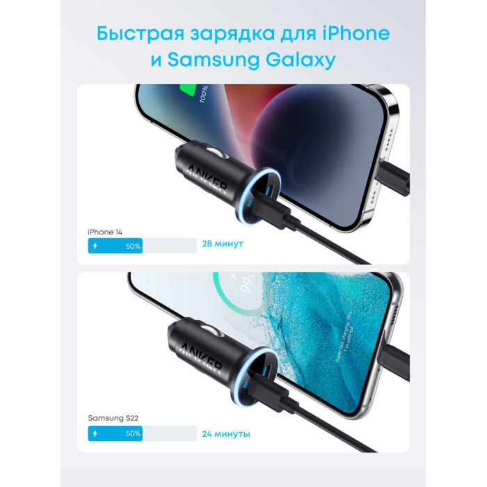 Автомобильное зарядное устройство Anker 323 Car Charger (52.5W) (A2735G11) Черный
