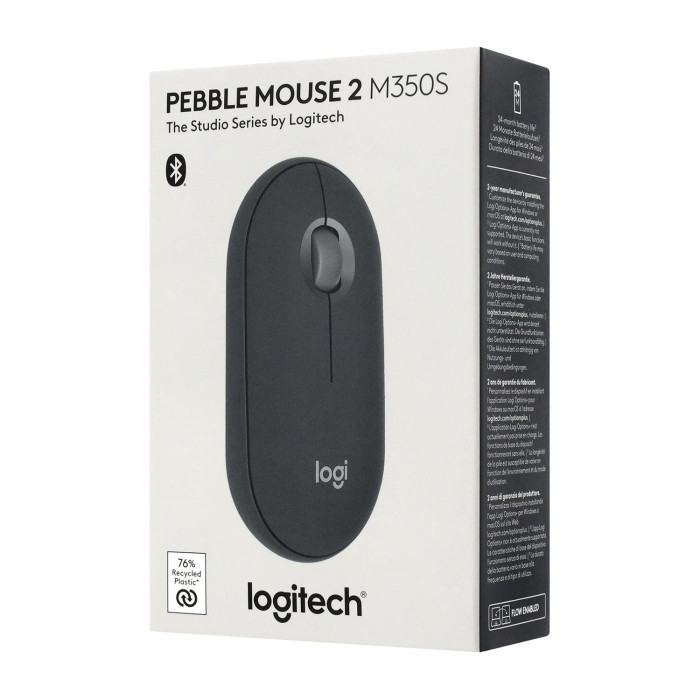Mouse Logitech Pebble 2 M350S, 4000 dpi, 1AA, BT, Black