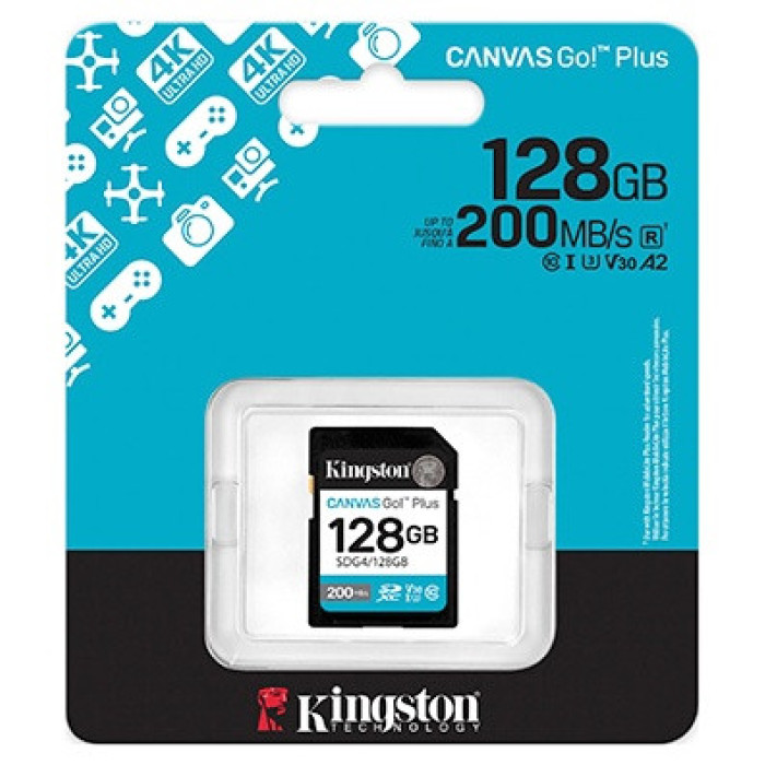 Карта памяти Kingston SDG4/128GB Canvas Go Plus Gen4 C10 UHS-I U3 V30 128GB