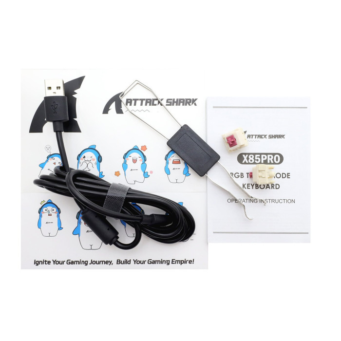 KeyBoard USB, Attack Shark X85Pro, Linear Blueberry switch, 81 keys+1knob+LCD0.85', 2,4/BT/cable,blc