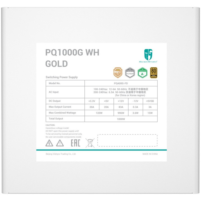 Блок питания GamerStorm PQ1000G WH
