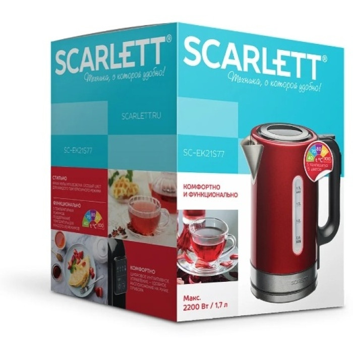 Электрочайник Scarlett SC-EK21S77 красный