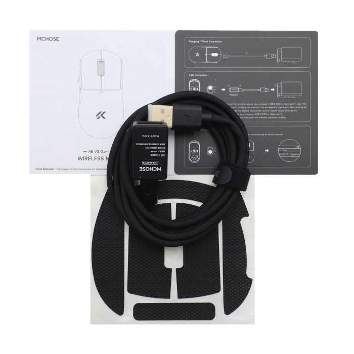 Mouse MCHOSE A5 V3 Ultra Lightweight MC-A5V3-4, Wireless, BT, USB, Black