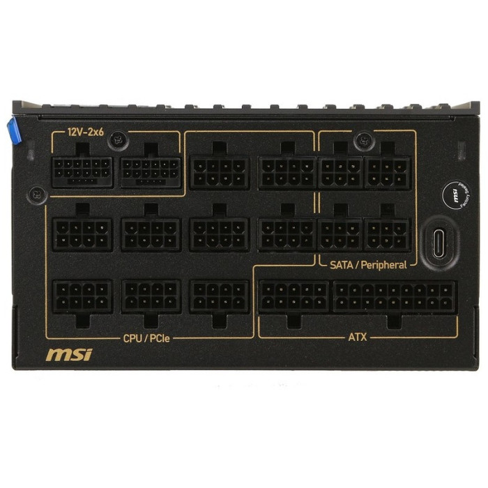 Блок питания MSI 1600W, MEG Ai1600T PCIE5, Full Modular, ATX, 80+ TITANIUM, >94%, Fan 135mm, Черный