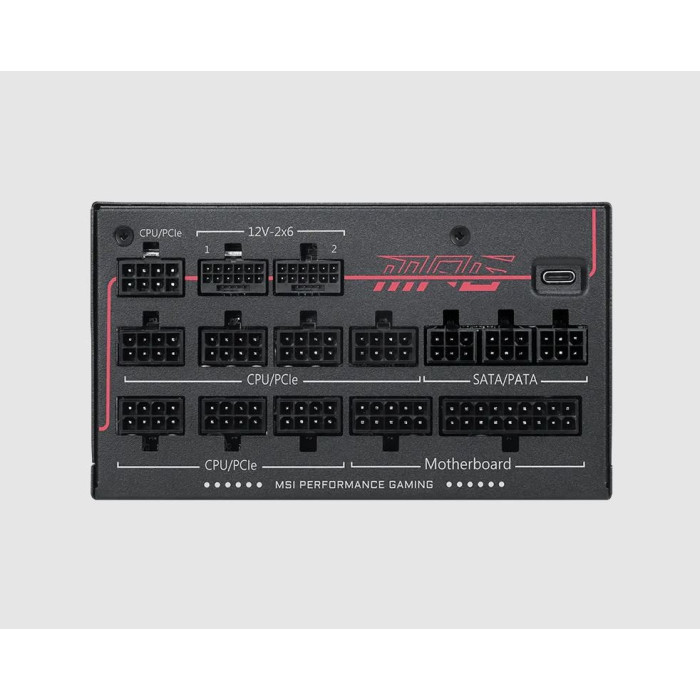 Блок питания MSI 1300W, MPG Ai1300TS PCIE5, Full Modular, ATX, 80+ TITANIUM, >94%, Fan 135mm, Черный
