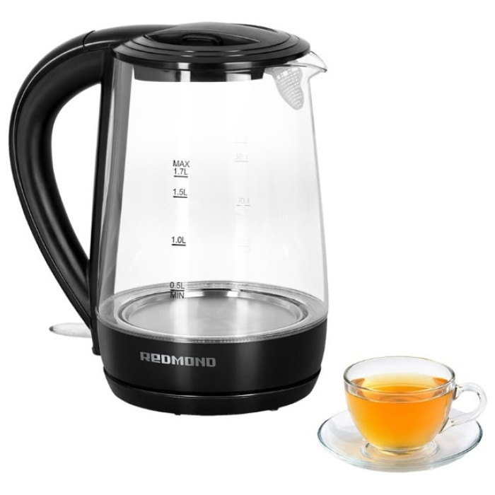 Электрочайник REDMOND RK-G193 черный, прозрачный