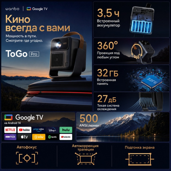 Проектор портативный Wanbo ToGo Pro Dark Blue