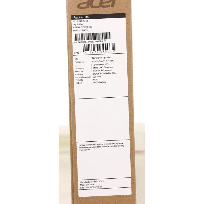 Ноутбук Acer Aspire Lite AL16-54P 16,0'/i5-1334U/8GB/512GB SSD/Intel Graphics/DOS