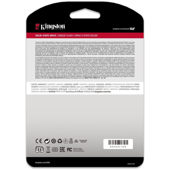 Kingston A400 480GB SSD, 2.5” 7mm, SATA 6 Gb/s, Read/Write: 500 / 450 MB/s