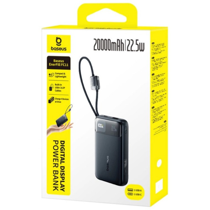 Портативный внешний аккумулятор Baseus EnerFill FC11 20000mAh 22.5W Black (E0027S04)