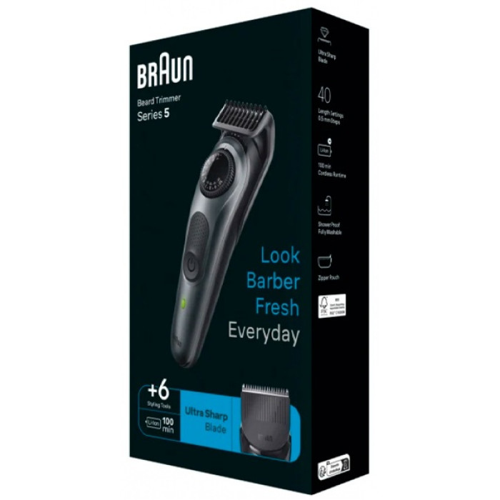 Braun триммер для бороды и усов Электрический триммер BRAUN BT5420 BLK