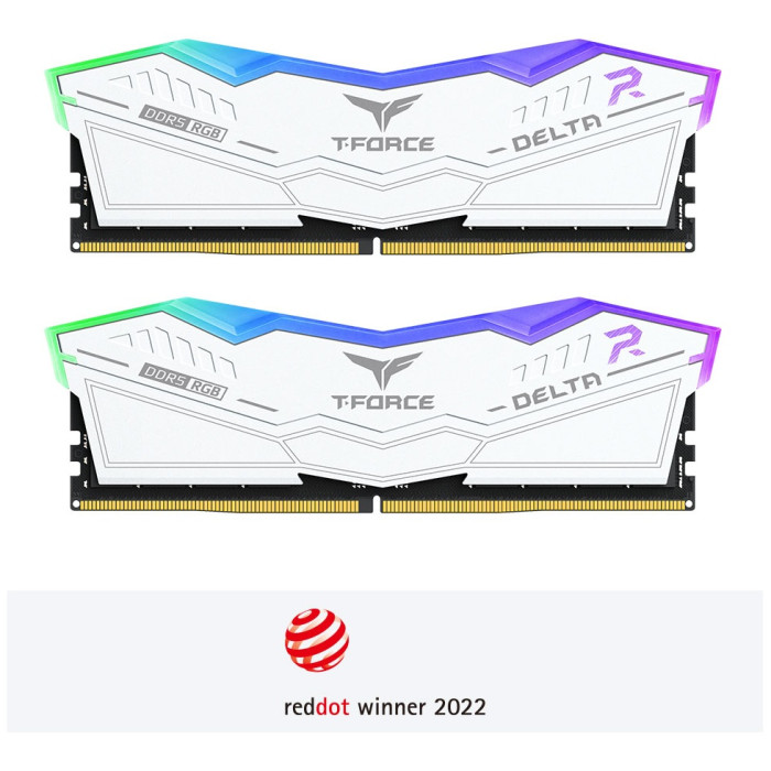 Комплект модулей памяти TeamGroup Team T Force Delta RGB DDR5 64Gb (32x2), 6000MHz, CL38, FF4D564G6000HC38ADC01, WHITE<br>331627