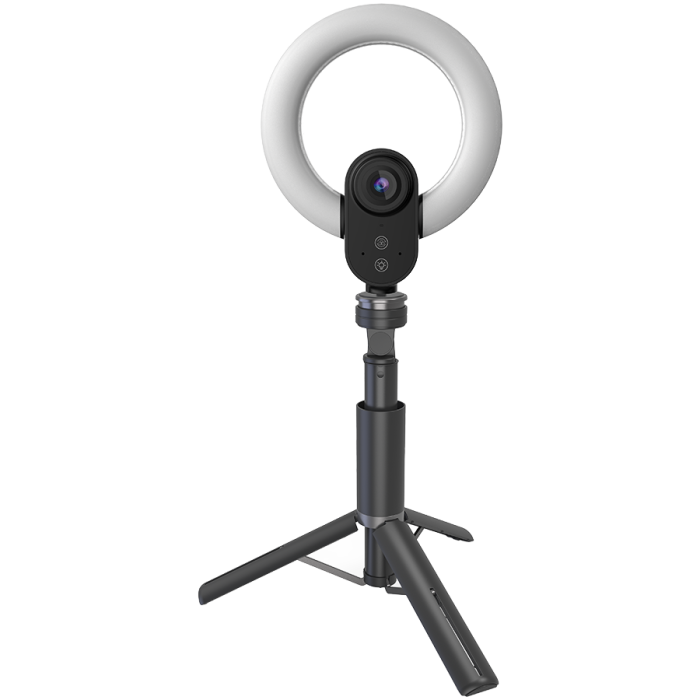 LORGAR Circulus 910, Streaming web camera, 5MP 2592X1944 max resolution, up to 60fps, 1/2.8', Sony STARVIS CMOS image sensor, full glass lens, 5.5'' built-in ring light (1700-14 000K), foldable tripod, auto focus, dual microphones with AI noise reduction,
