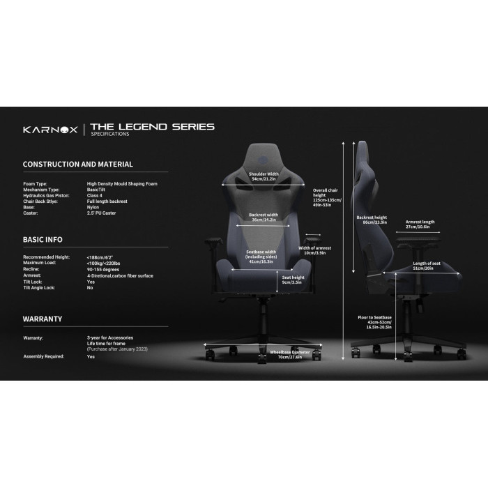Игровое кресло Karnox KX800519, синий, серый