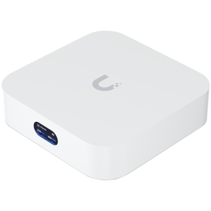Ubiquiti UX-EU UniFi Cloud Gateway and WiFi 6 access point that runs UniFi Network. Powers an entire network or simply meshes as an access point Built-in WiFi6 (2x2 MIMO), 140 m² (1,500 ft²) single-unit coverage, 60+ connected WiFi devices, GbE RJ4<br>