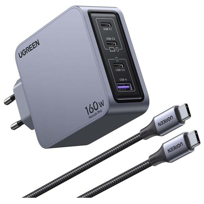 Ugreen Ugreen X763 Nexode Pro 160W 4-Port GaN Fast Charger Set EU 25877 серый