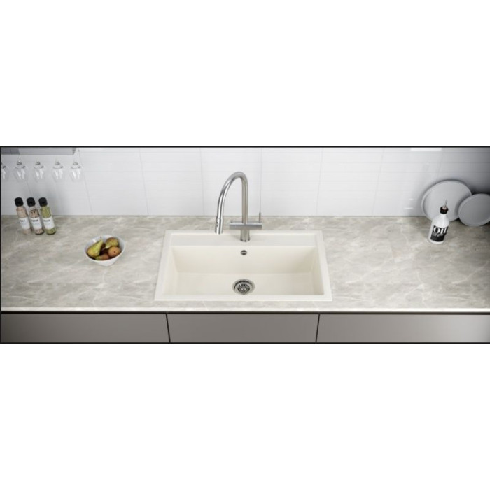 KuchenStern TOP 80 Ku-Granit накладная 80.5х50х19 см, гранит, тон ваниль