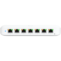 Ubiquiti USW-Ultra-210W-EU compact, Layer 2, 8-port GbE PoE switch with versatile mounting options, 7x GbE PoE+ output ports, GbE port with optional PoE++ input, 202W PoE availability with the included AC power adapter