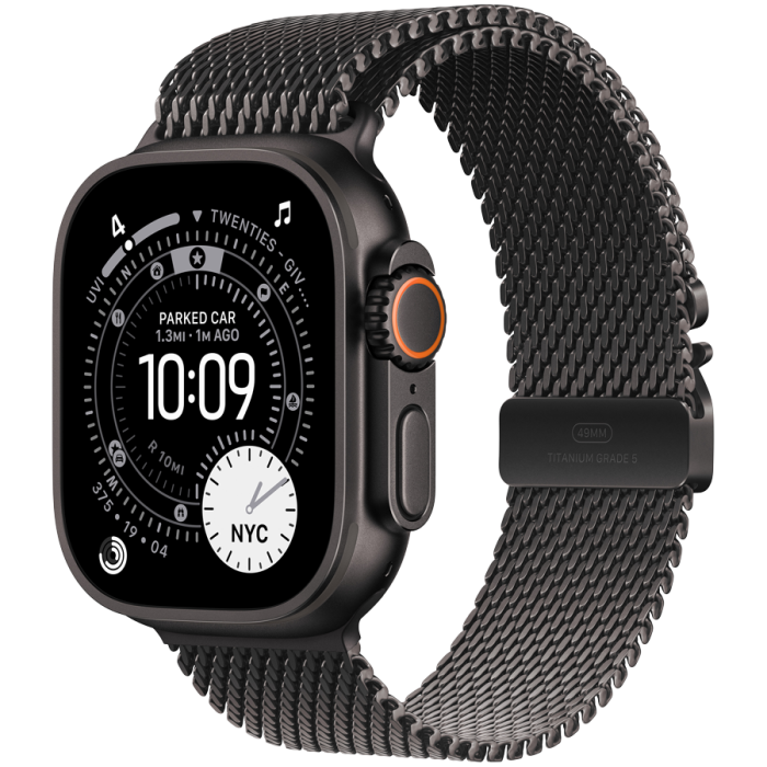 Apple Watch Ultra 3 GPS + Cellular 49mm Black Titanium Case with Black Titanium Milanese Loop - Medium,Model A3281<br>