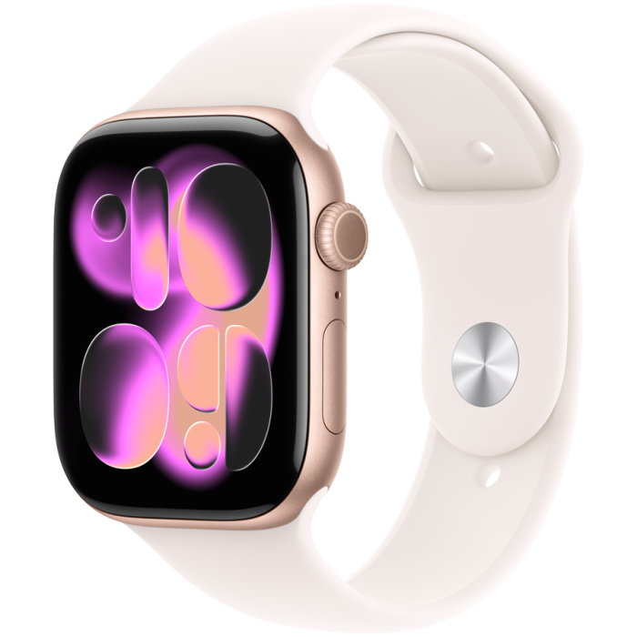 Apple Watch Series 11 GPS 46mm Rose Gold Aluminium Case with Light Blush Sport Band - M/L,Model A3333<br>