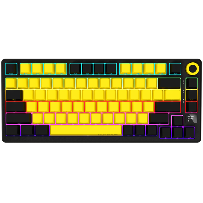LORGAR KBP7075W, Wireless 75% Mechanical Gaming Keyboard Pro, Black/yellow, EN/RU layout