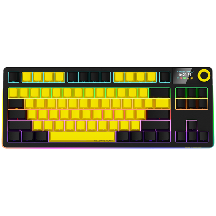 LORGAR KBP70TKLW, Wireless TKL Mechanical Gaming Keyboard Pro, Black/yellow, EN/RU layout