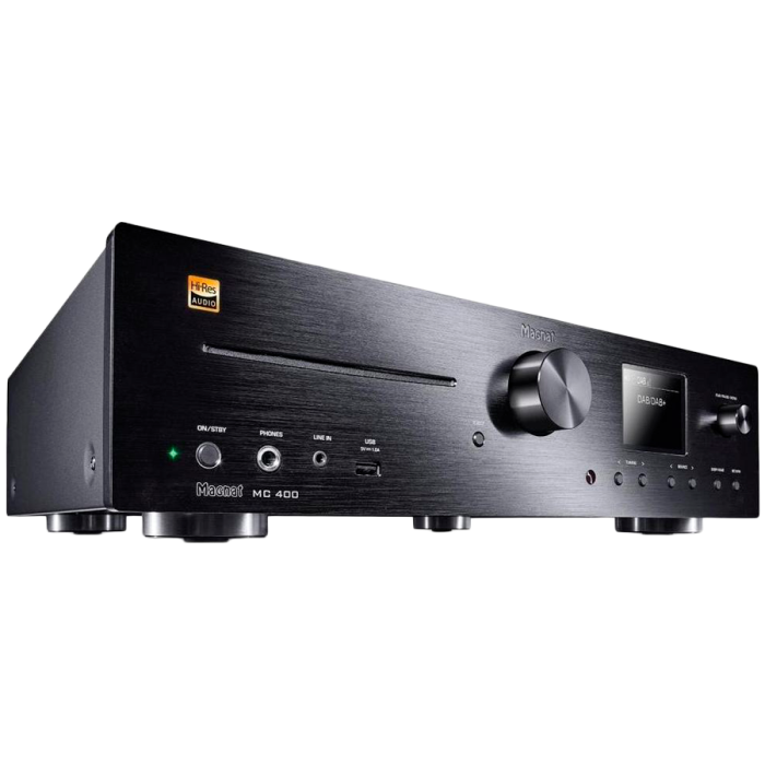 Magnat Amplifier MC 400, 2-channel, 200 Watt amplifier. High-end stereo Network/CD/DAB/FM receiver, Black.