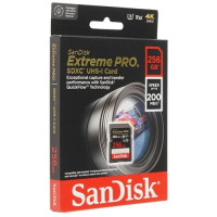 SANDISK Extreme PRO 256GB SDXC Memory Card + 2 years RescuePRO Deluxe up to 200MB/s & 140MB/s Read/Write speeds, UHS-I, Class 10, U3, V30