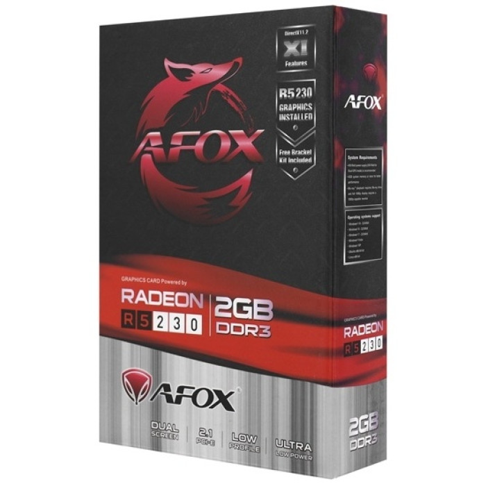 GPU AMD, 2 GB, Afox R5 230 [AFR5230-2048D3L5-V2], DVI/HDMI/VGA, GDDR3/64bit + LP