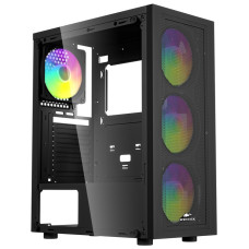 Корпус Wintek Magic L204-B-M TG, ATX/Micro ATX, USB1*3.0/1*2.0, 0.45mm, 4*12cm FRGB fan, чёрный