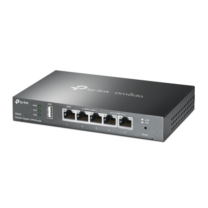 Маршрутизатор TP-Link/ER605 Multi-WAN Omada Router/5 port 1xWAN;2xWAN/LAN;2xLAN(1GbE Base-T)