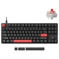 Клавиатура механическая Lemokey X1 87Key, Keychron Red, USB-A, QMK/VIA, EN/KZ/RU, Red led, черный