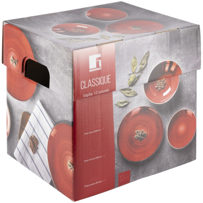 Bergner тарелка BG-10233-RD 27 см 12 шт, фарфор