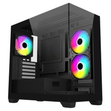 Компьютерный корпус FSP S340, Без БП, 2xUSB3.0, 3xFAN120 ARGB, 2xGlass, Black, ATX