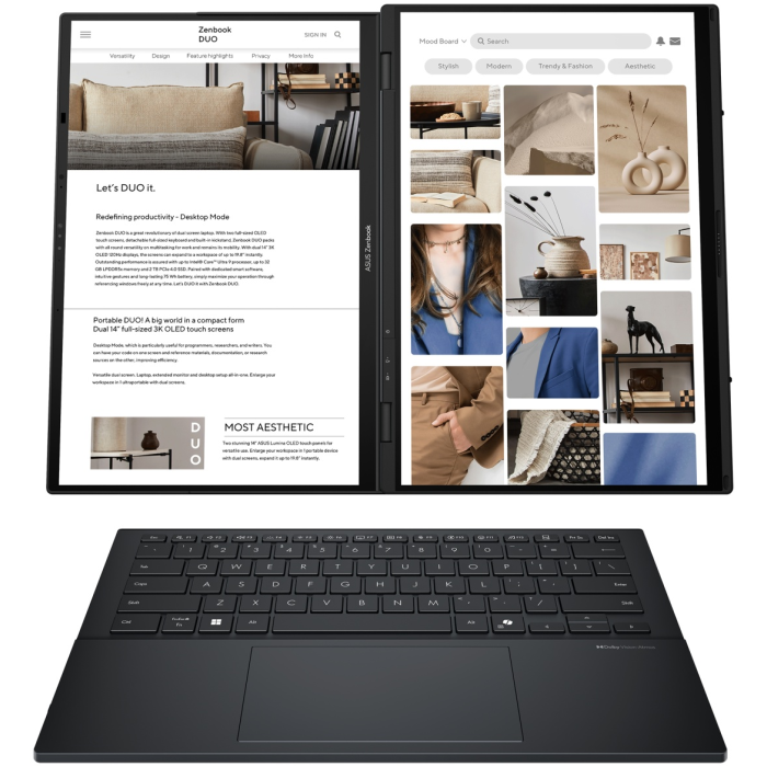 ASUS Zenbook Duo 14" / 16 Гб / SSD 1024 Гб / Win 11 / UX8406CA-QL221W / 90NB14X1-M00C70