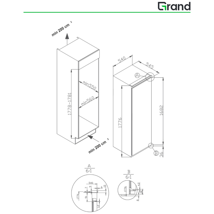 GRAND GNBI-200WNFO 200 л белый