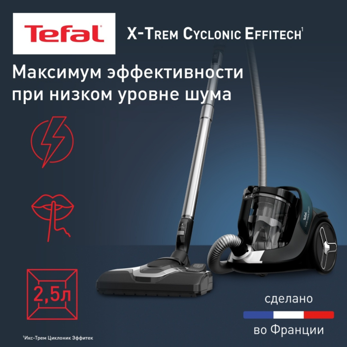 Tefal X-Trem Cyclonic Effitech TW7C71EA черный, зеленый