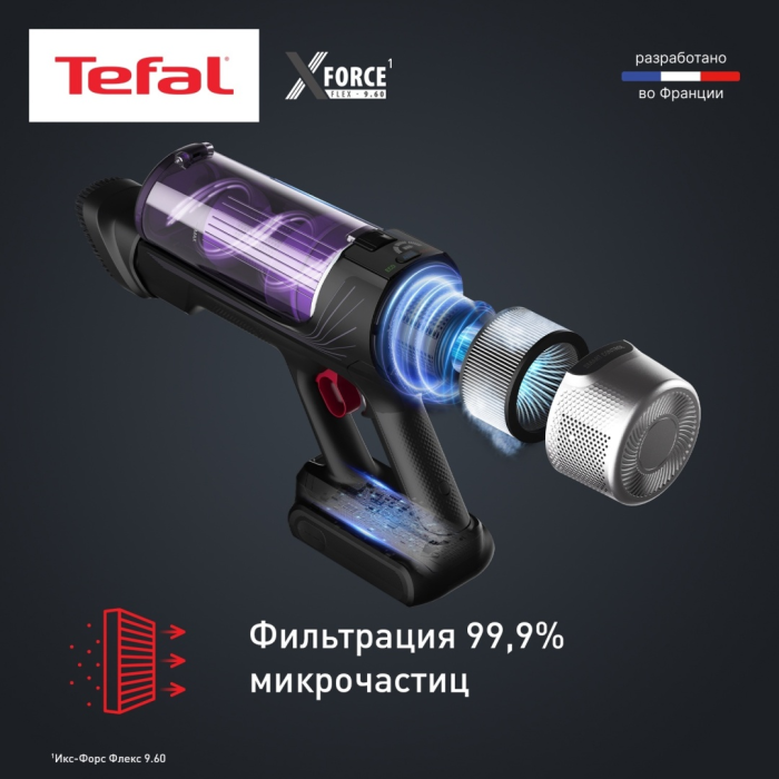 Tefal X-Force Flex 9.60 Allergy TY2038WO черный, фиолетовый