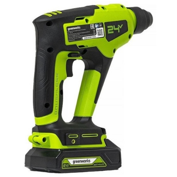 Greenworks GD24SDS1K2 (3803107UARU) 1.2 Дж, SDS-Plus