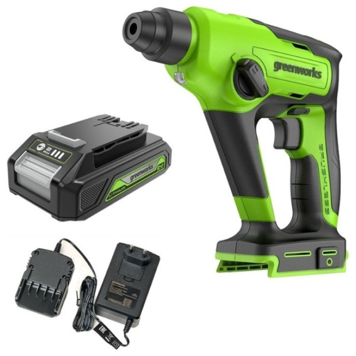 Greenworks GD24SDS1K2 (3803107UARU) 1.2 Дж, SDS-Plus