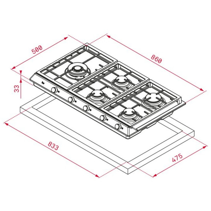 TEKA EX 90.1 5G AI AL DR LEFT CI BTN стальной